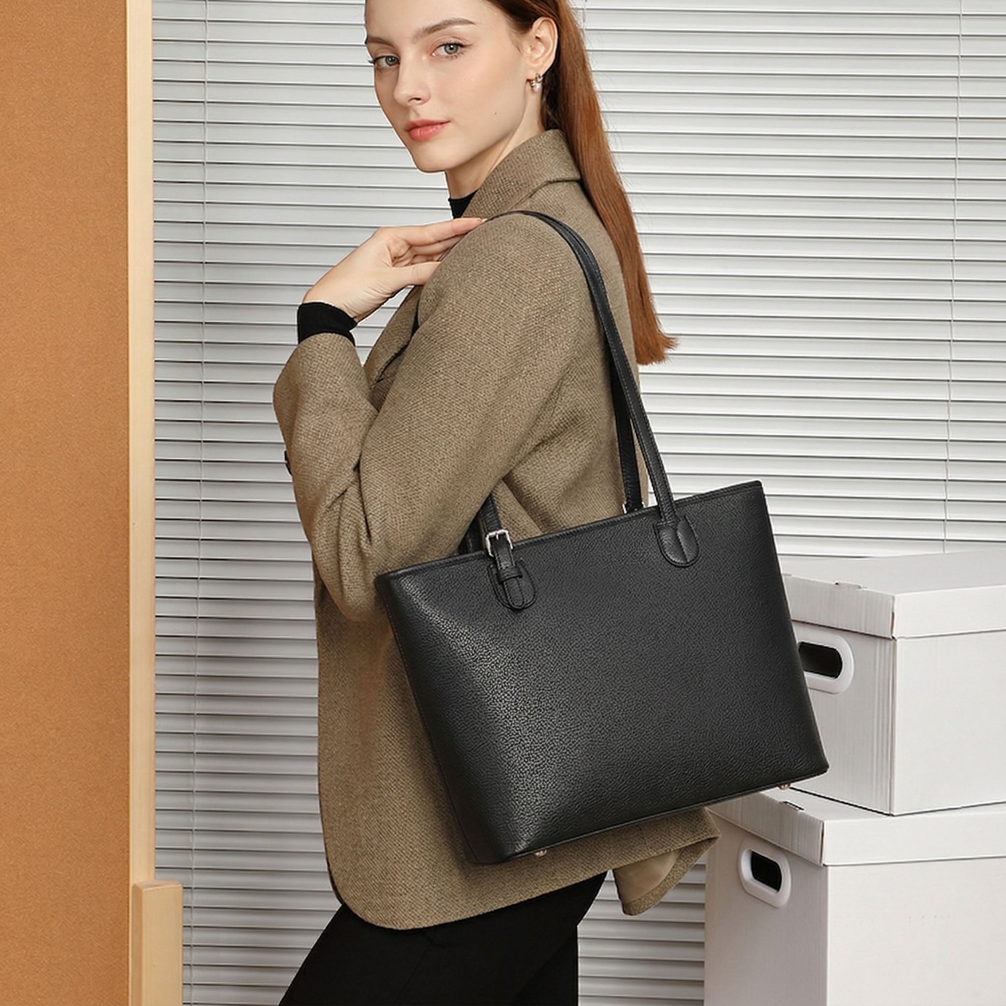 Valmio Pelora Leder Damen Tasche - Schwarz
