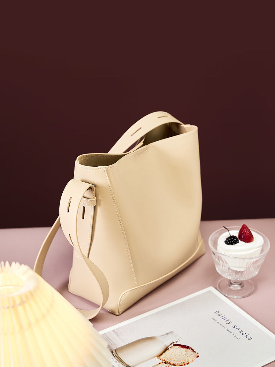 Valmio Jelina Leder Damen Tasche - Beige