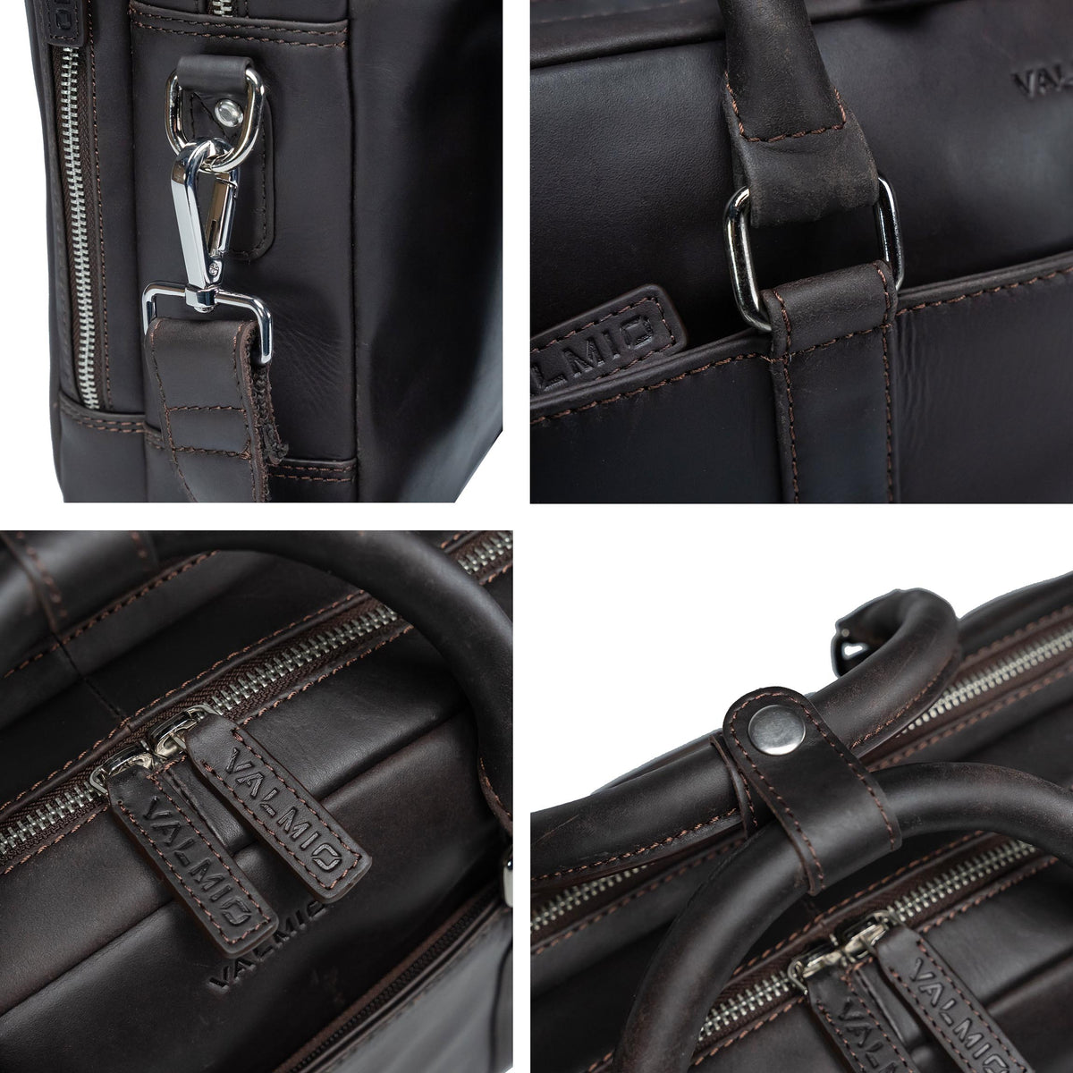 Herren-Laptoptasche aus Leder Valmio Cargo - Braun
