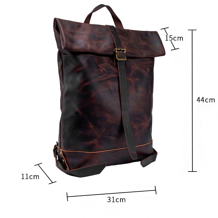 Valmio Astorsen Roll-Top Leder-Rucksack – CRB Braun