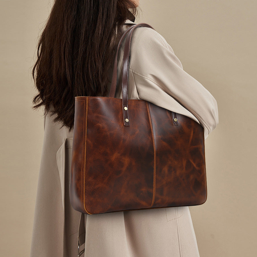 Braune Leder-Shopper Valmio Aurelia