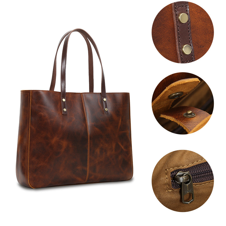 Braune Leder-Shopper Valmio Aurelia