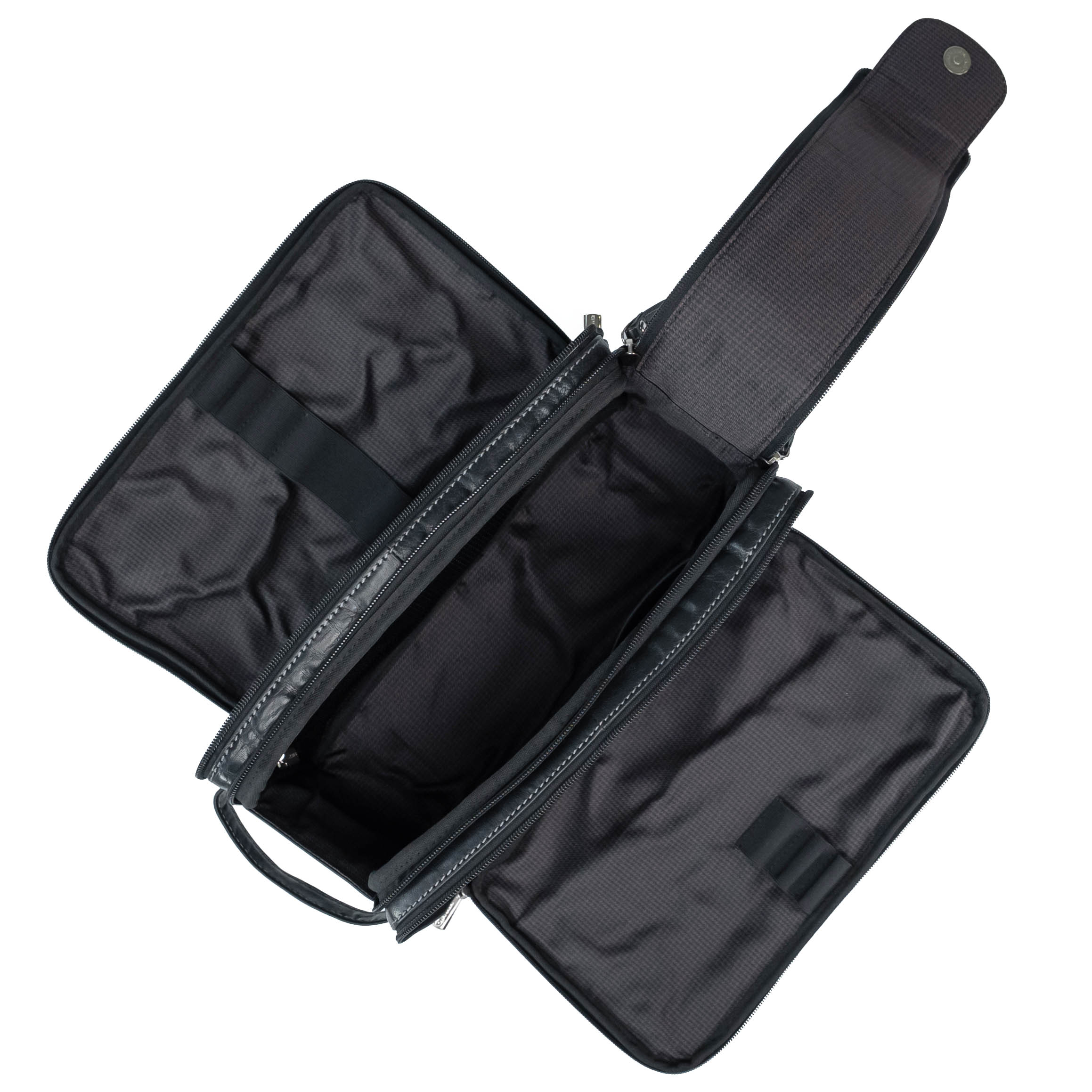 Ledertasche für Toilettenartikel Valmio Focus Schwarz