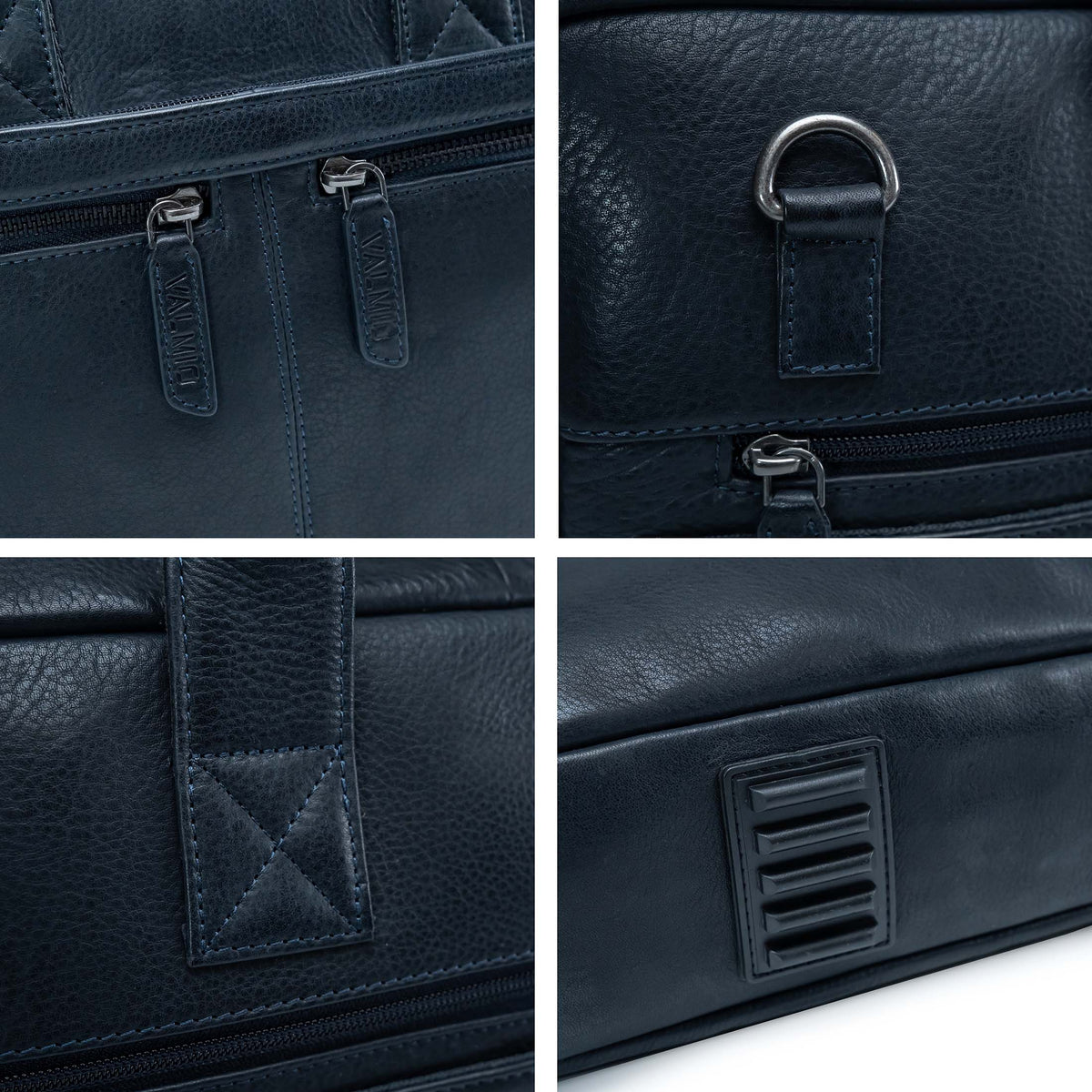 Valmio Lids Leather Laptop Bag - Blue