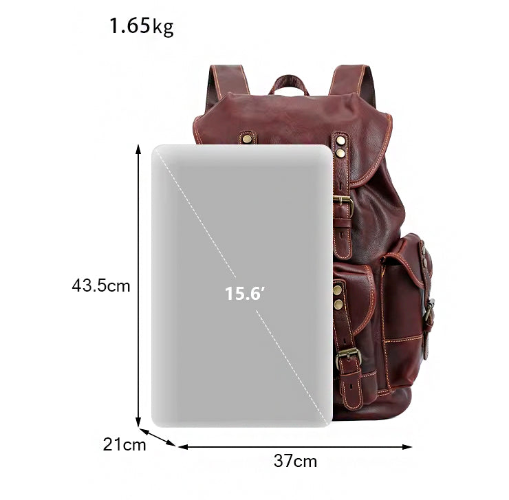 Valmio Norden Leather Backpack - Brown