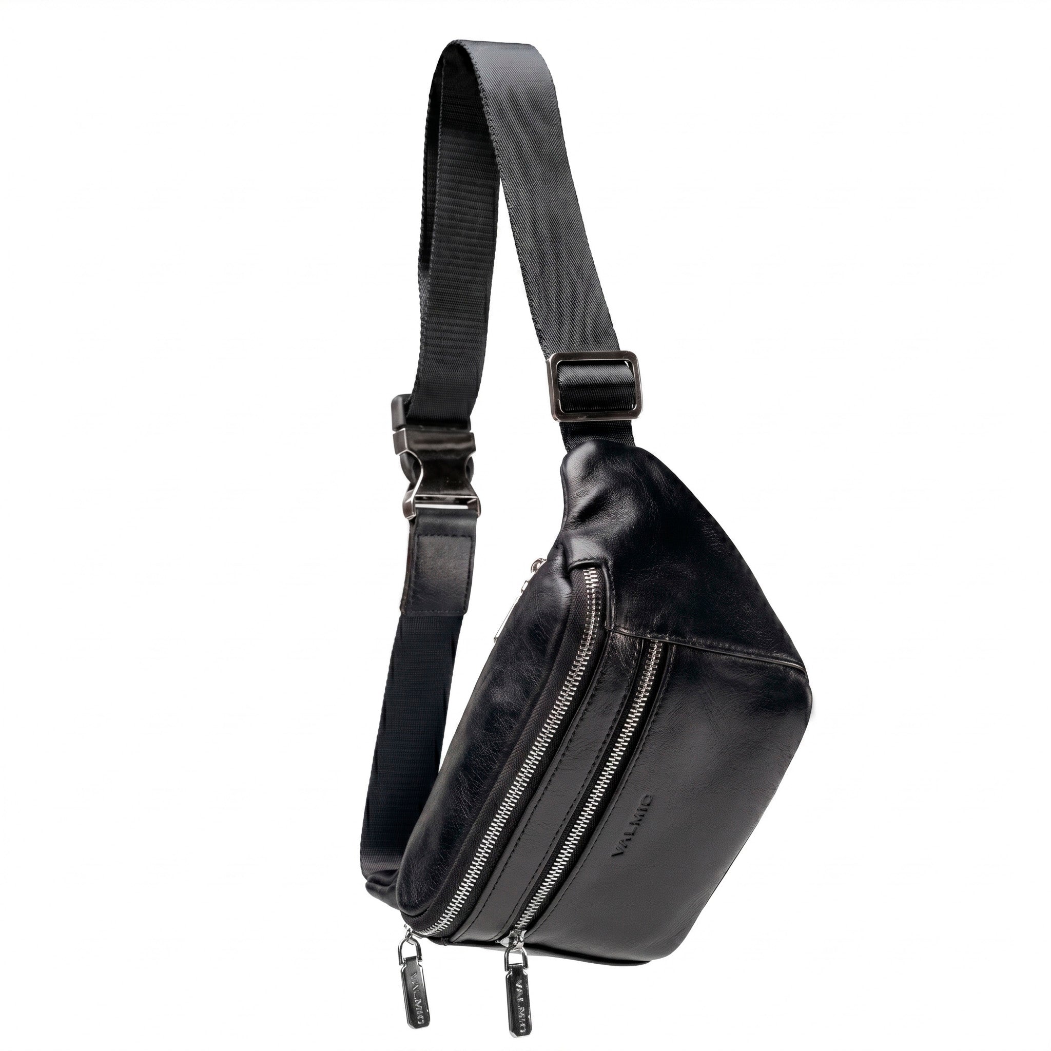 Valmio Gantry men's leather waist bag - black