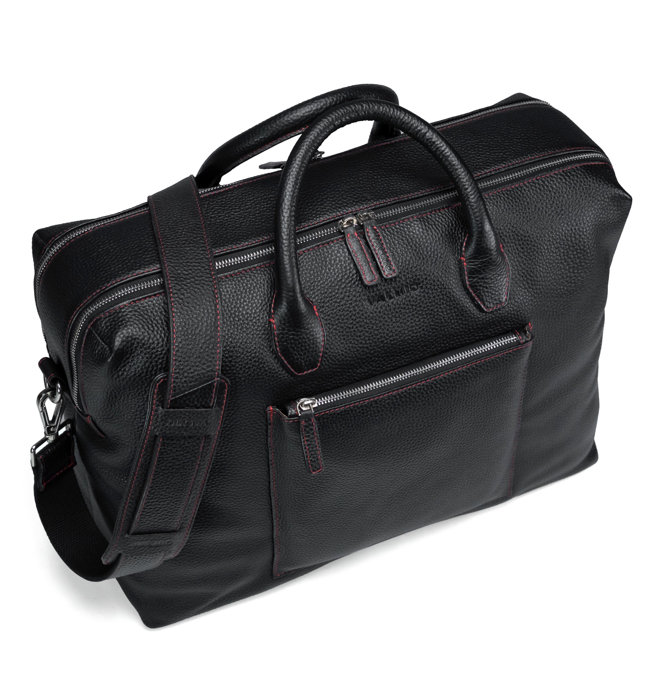Valmio Stark Leather Travel Bag Black