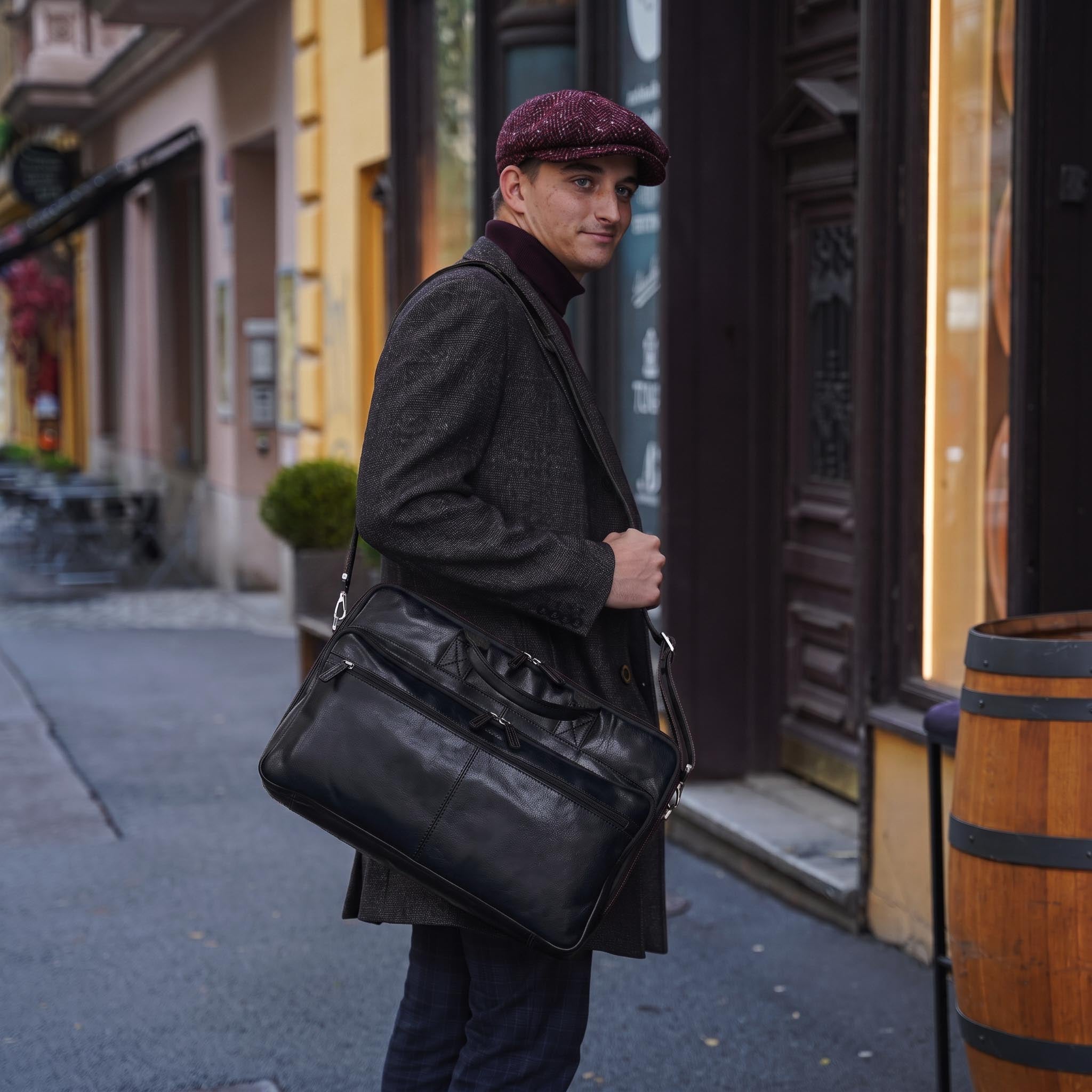 Valmio Vigo Tasche aus echtem Leder Schwarz