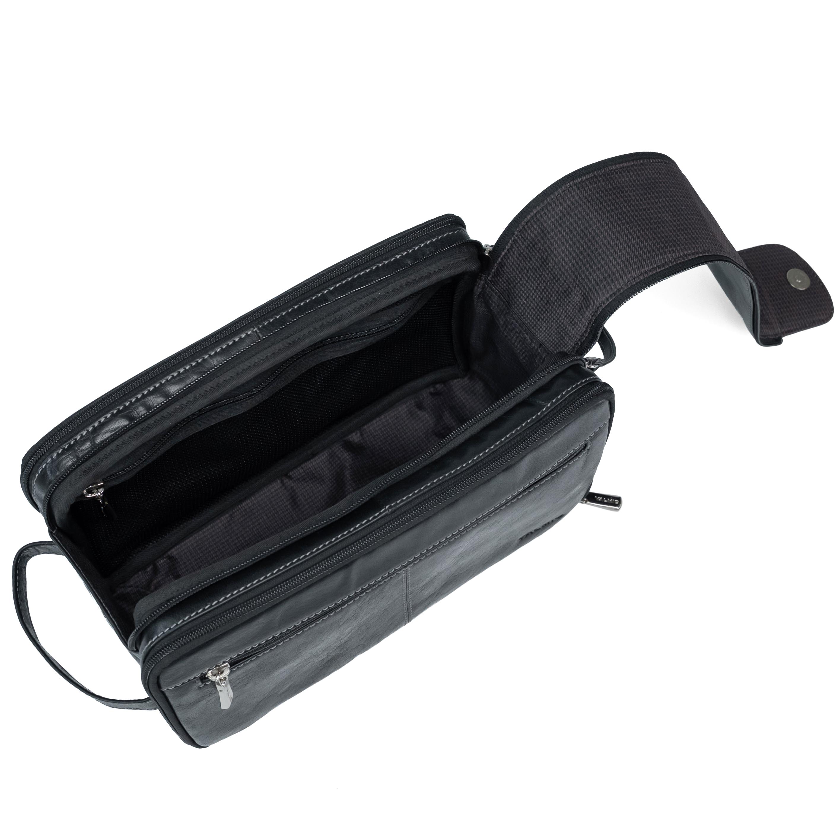 Ledertasche für Toilettenartikel Valmio Focus Schwarz