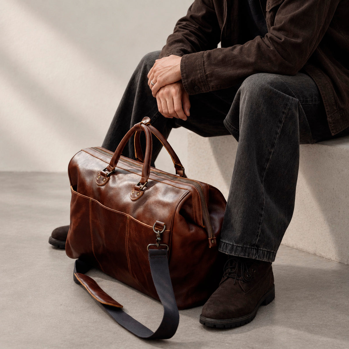 Leder-Reisetasche Valmio Wexford Braun – Foto 7