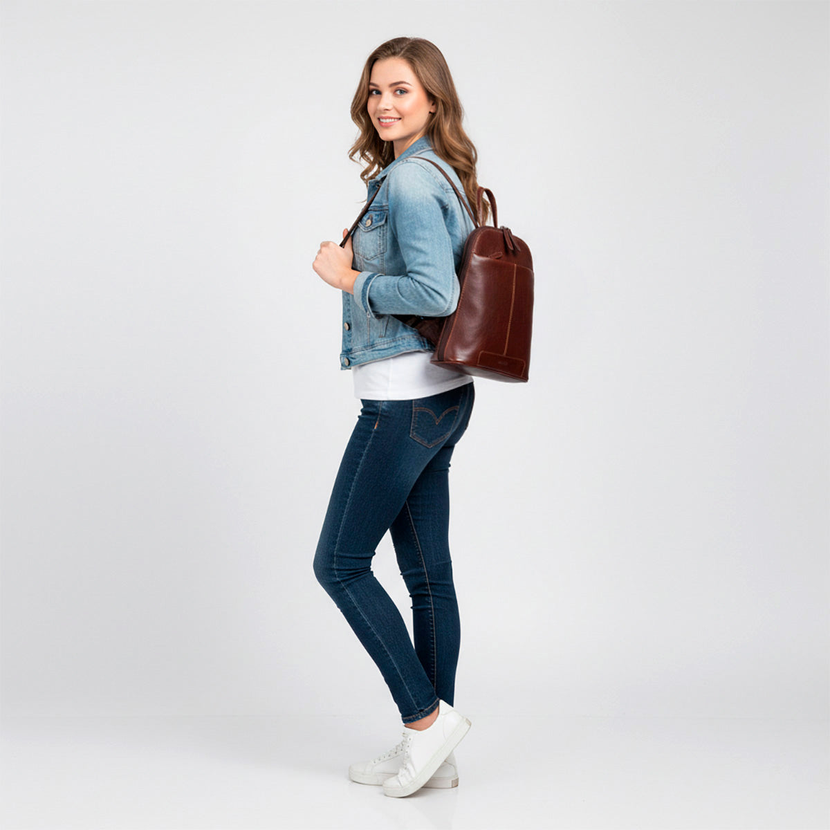 Women's Leather Backpack Gloria Redish