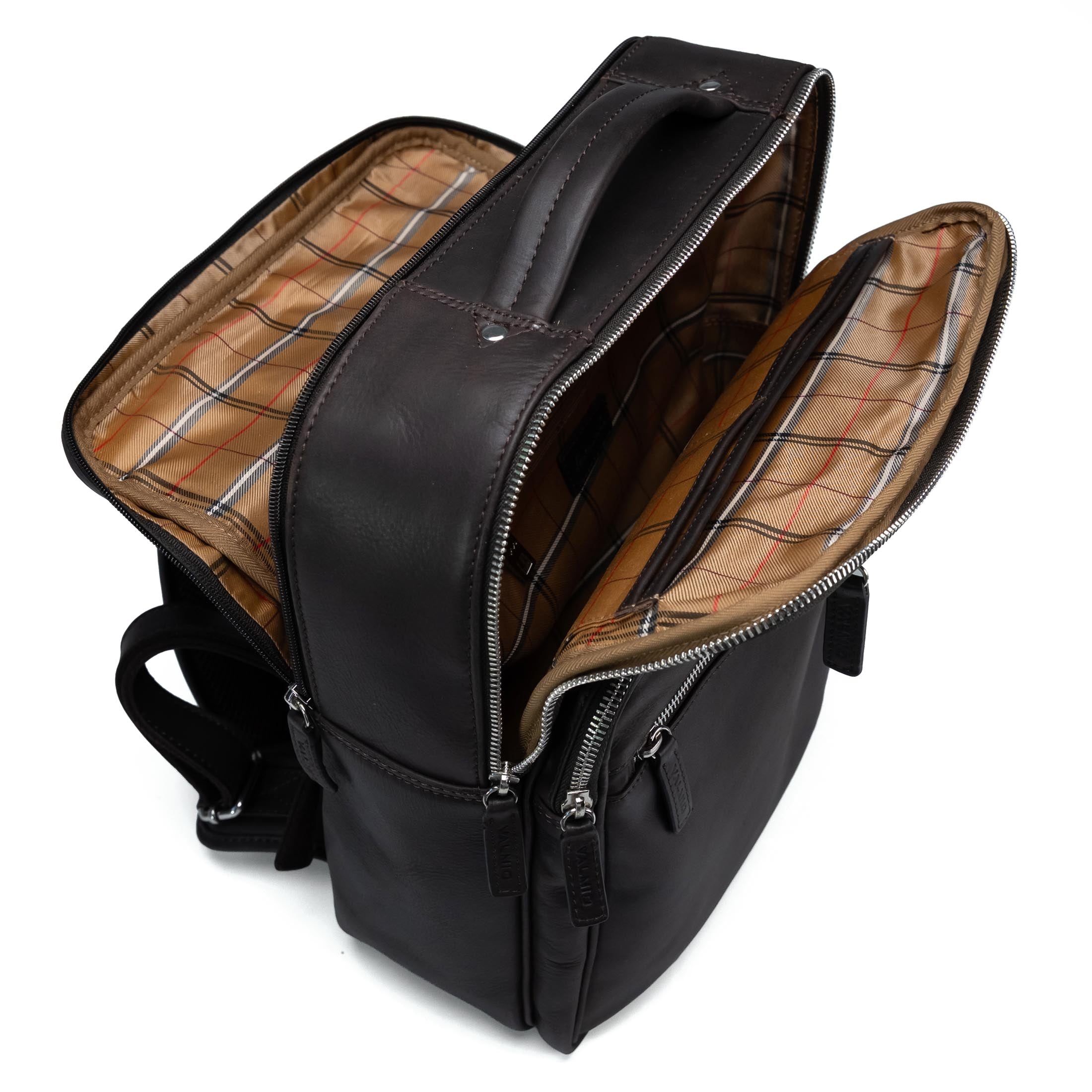 Valmio Byron Leather Backpack Dark Brown