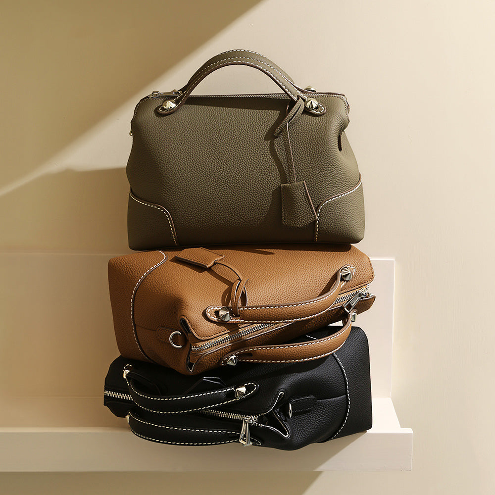 Valmio Kenora Leder Damenhandtasche - Grau