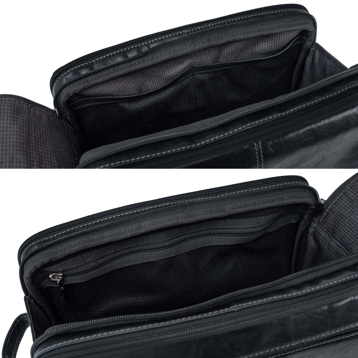 Ledertasche für Toilettenartikel Valmio Focus Schwarz
