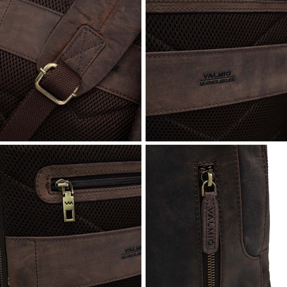 Valmio Apex Leather Backpack Brown