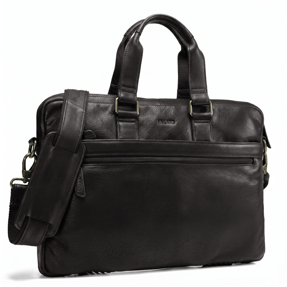 Valmio Neris brown full-grain leather laptop bag for men