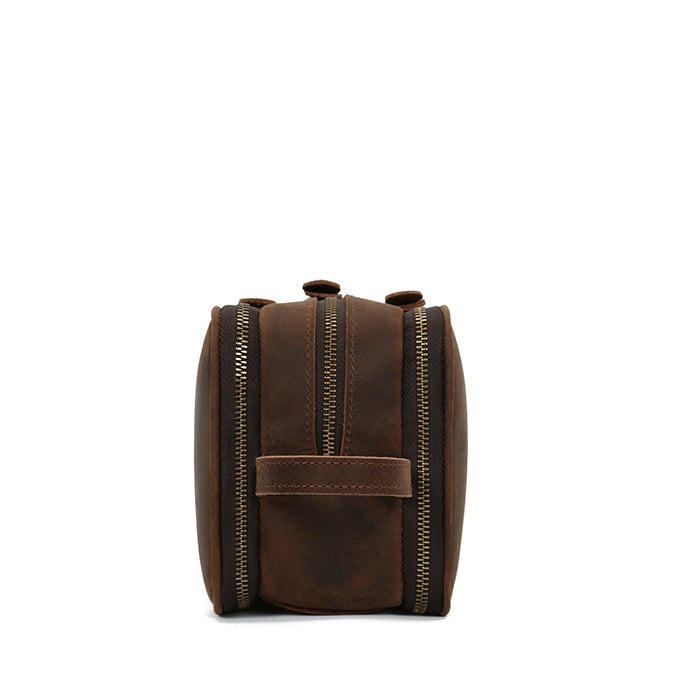 Valmio Bravado Dark Brown Leather Toiletry Bag