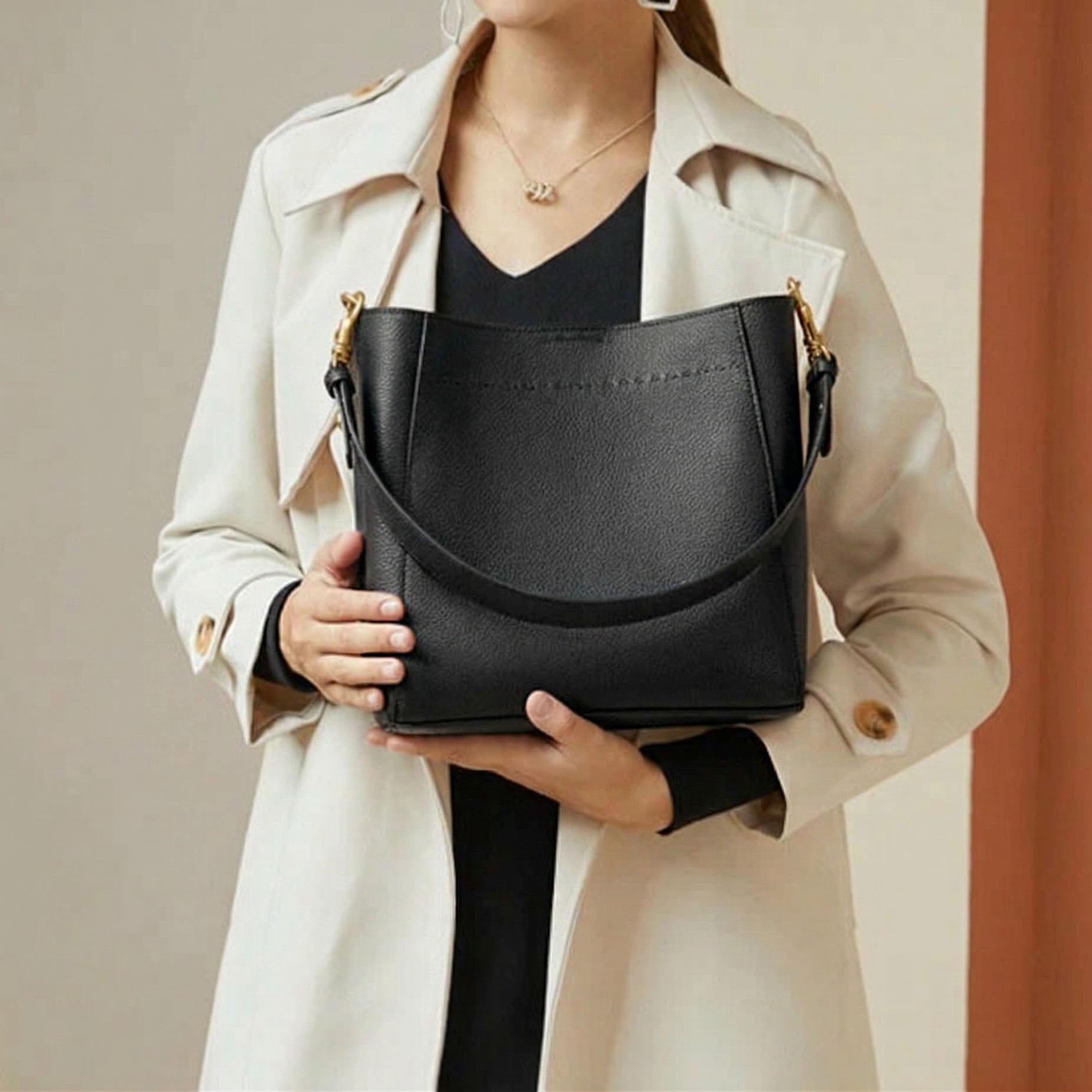 Valmio Galina Leder Damen Tasche - Schwarz