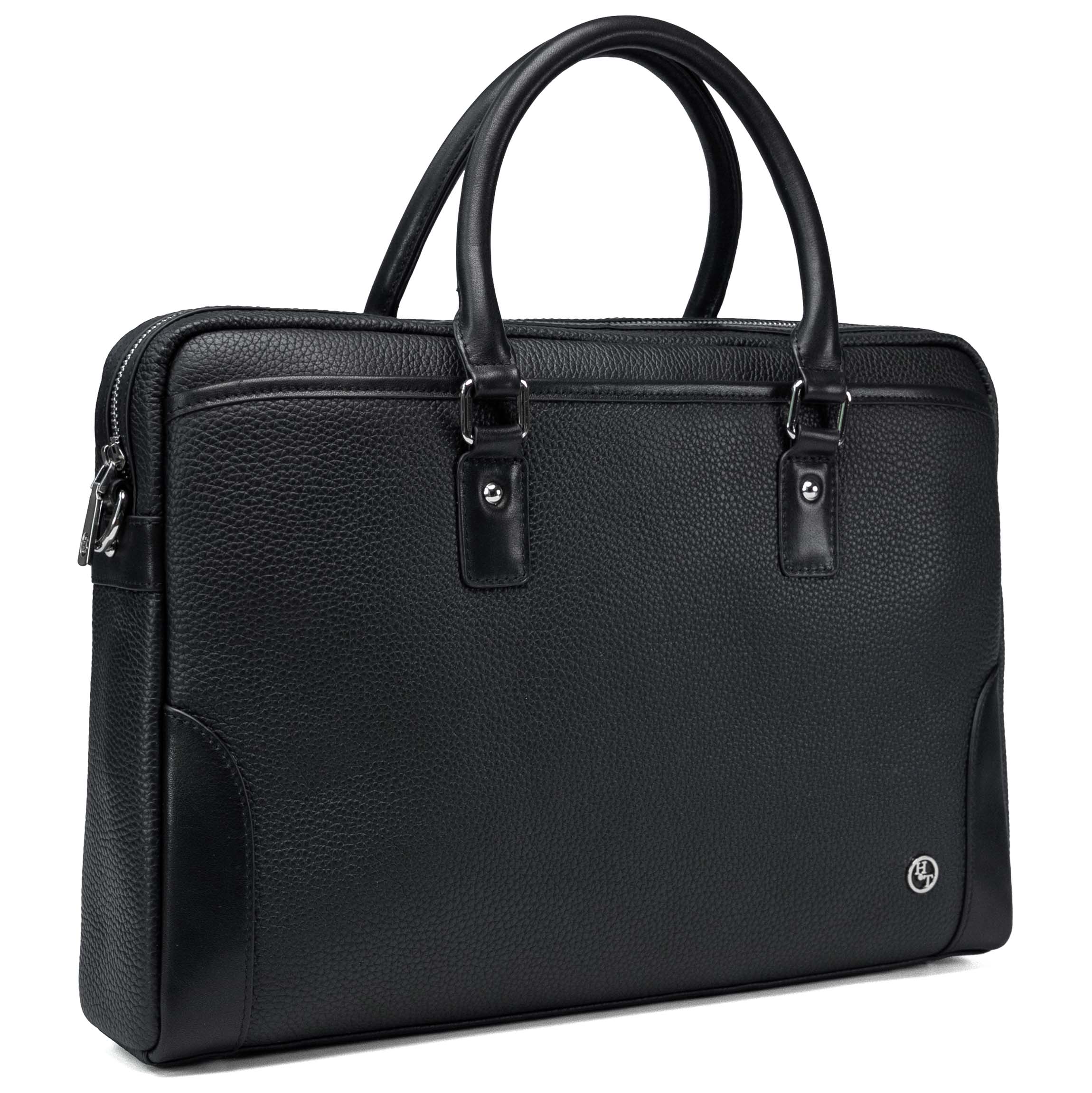 Forton black leather business bag