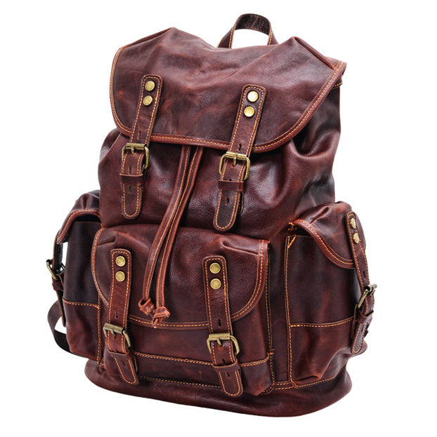 Valmio Norden Leather Backpack - Brown