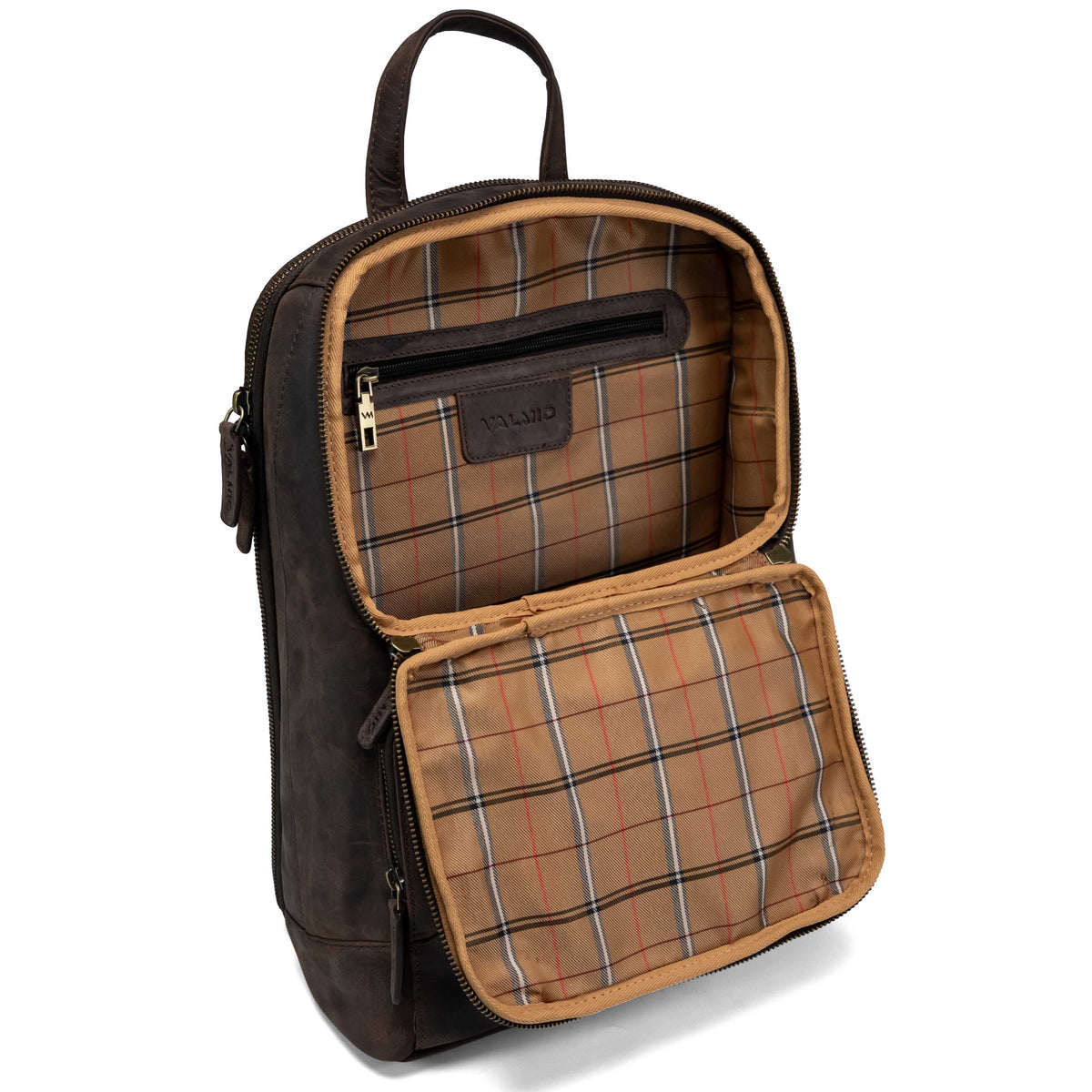 Valmio Apex Leather Backpack Brown