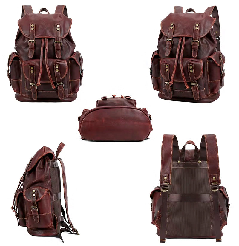 Valmio Norden Leather Backpack - Brown