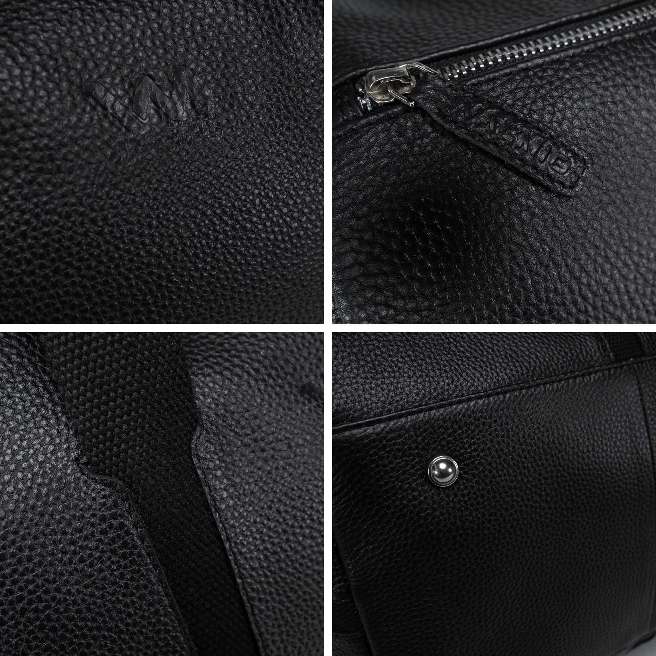 Valmio Comes Reisetasche aus Leder Schwarz