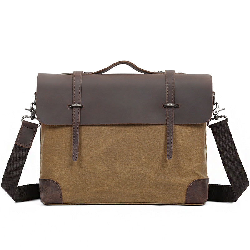 Herren Leder-Aktentasche Valmio Weston – sandkhaki