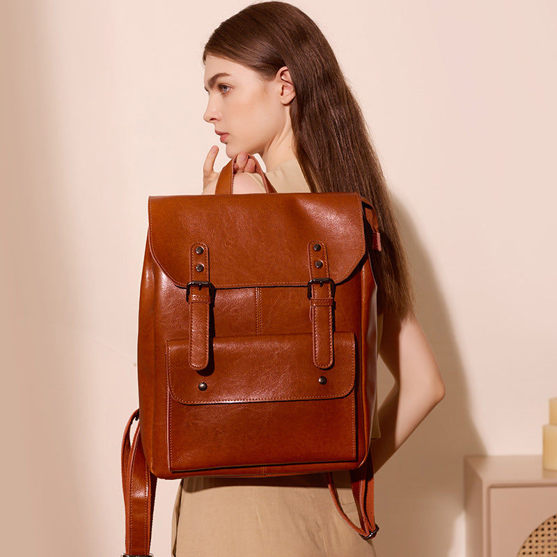 Valmio Delora Leder-Damenrucksack - Braun