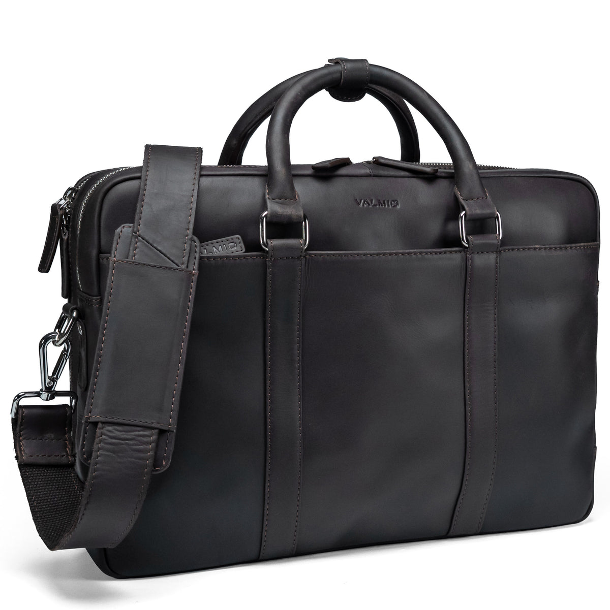 Herren-Laptoptasche aus Leder Valmio Cargo - Braun