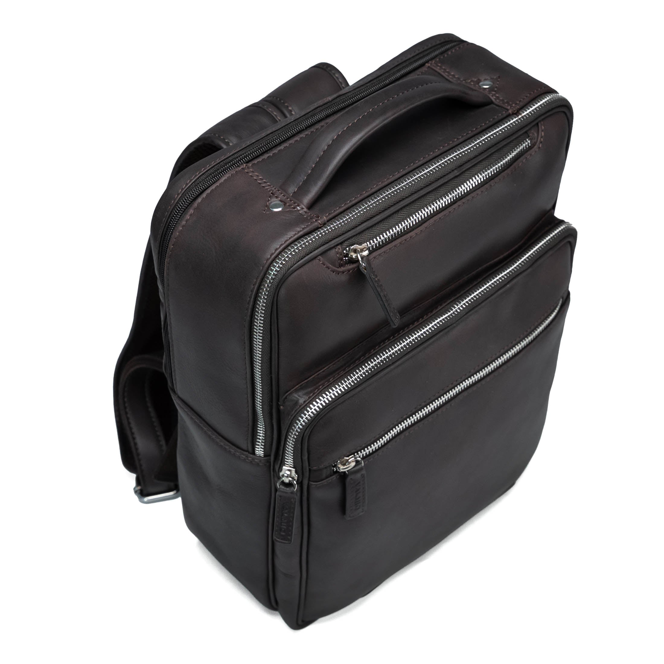 Valmio Byron Leather Backpack Dark Brown