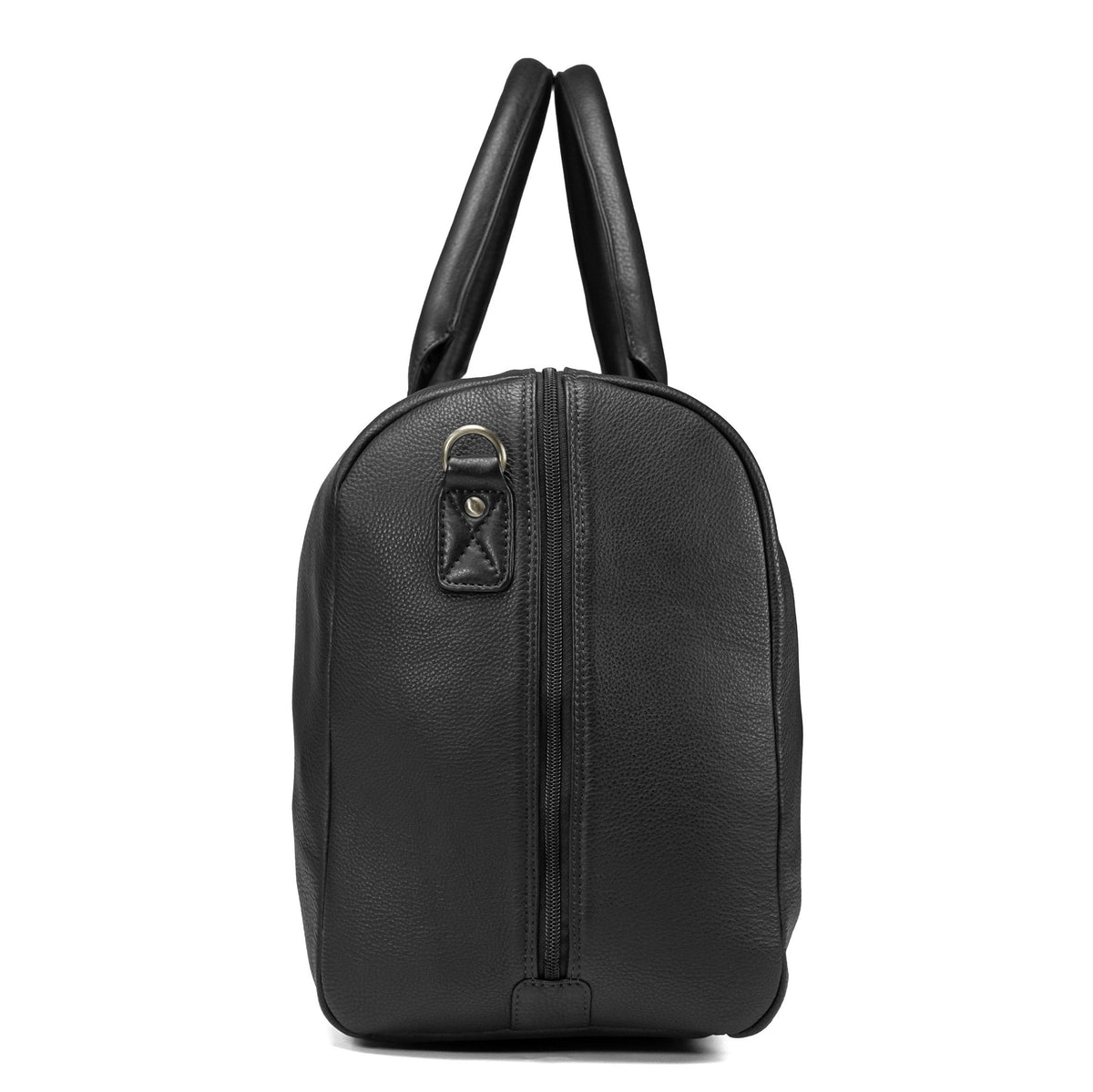 Black full-grain leather travel bag, model Valmio Asfo, for men