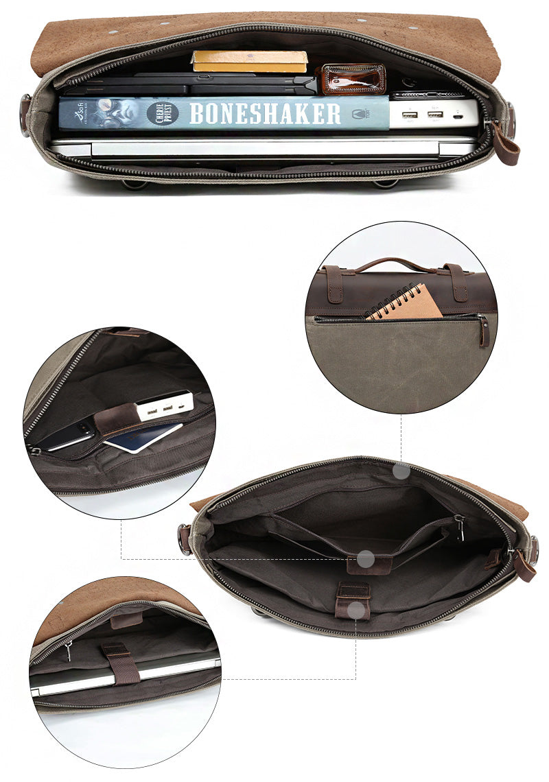 Men's Leather Briefcase Valmio Weston – green