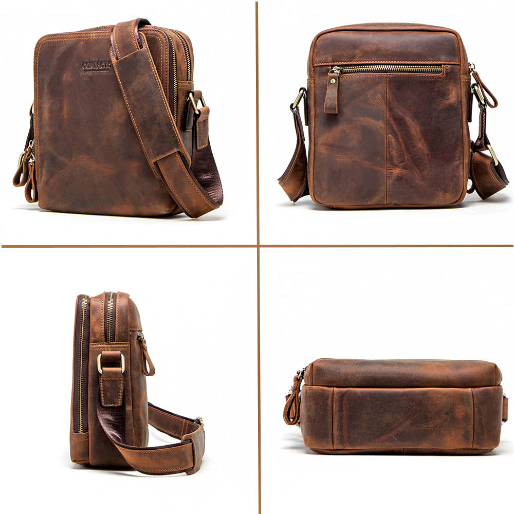 Men's Brown Crossbody Bag Lerno