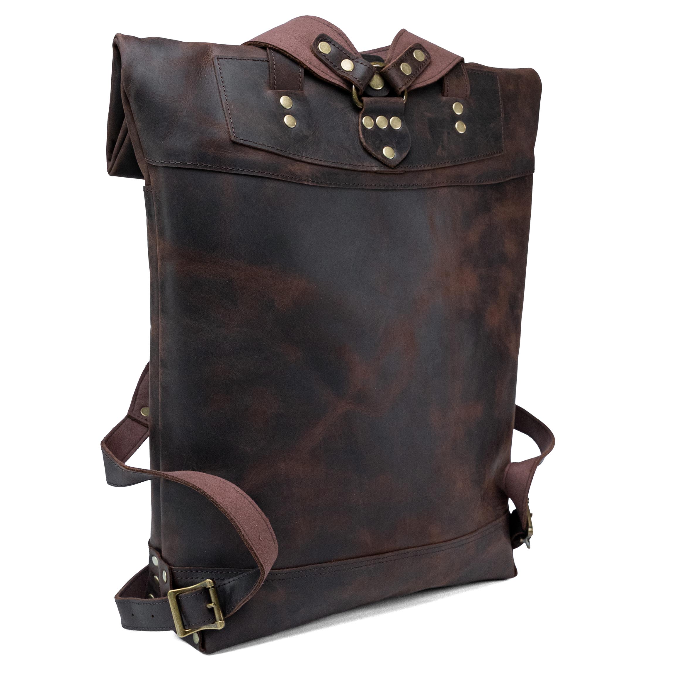 Valmio Astorsen Roll-Top Leder-Rucksack – CRB Braun