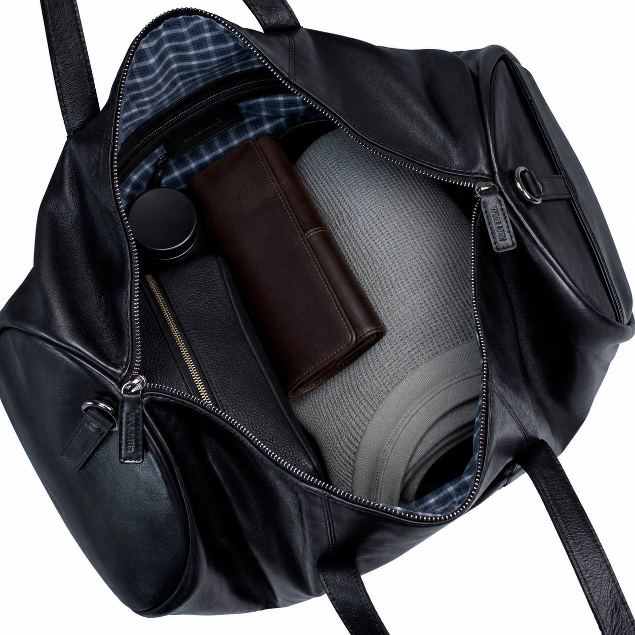 Black Leather Travel Bag Valmio Homs