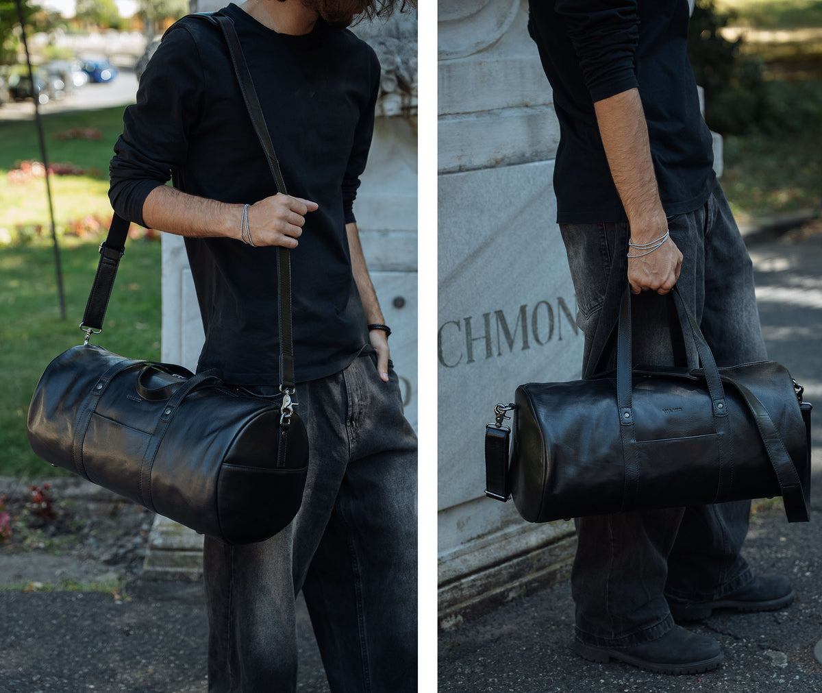 Black Leather Travel Bag Valmio Homs