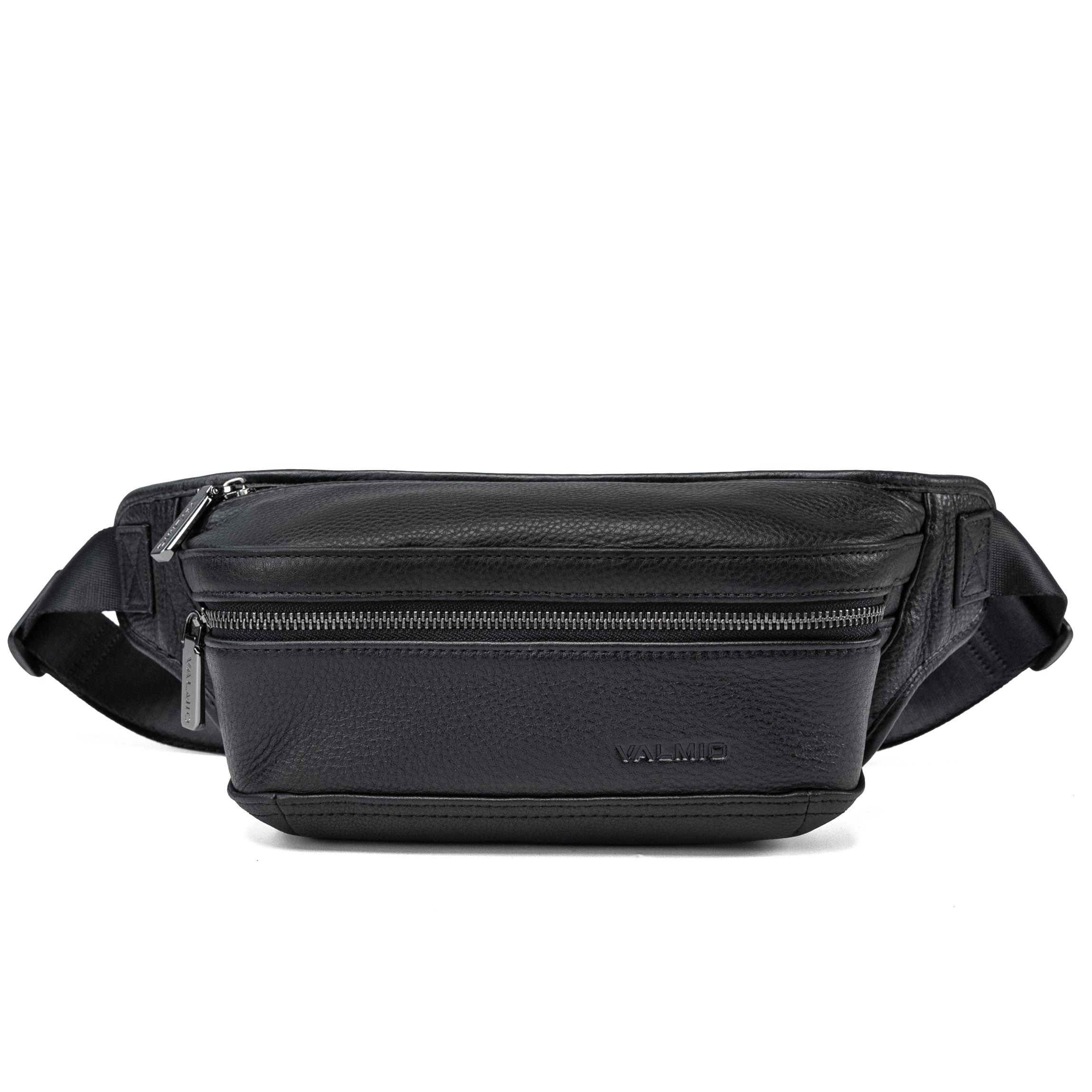 Valmio Stilor black men's leather waist bag