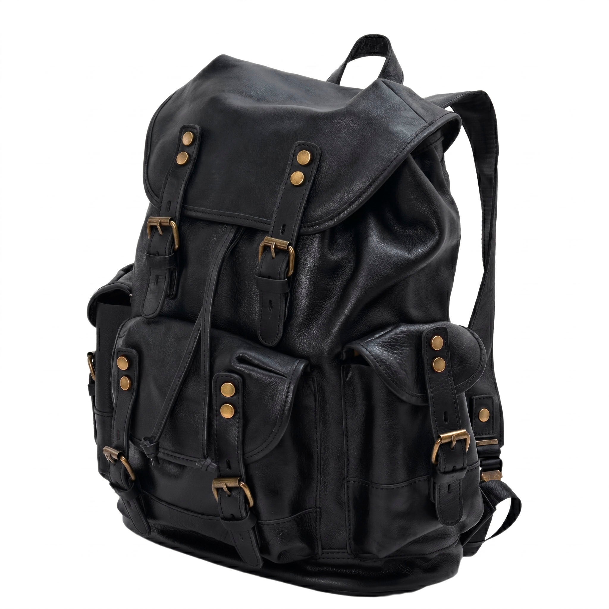 Valmio Norden Leder-Rucksack – schwarz