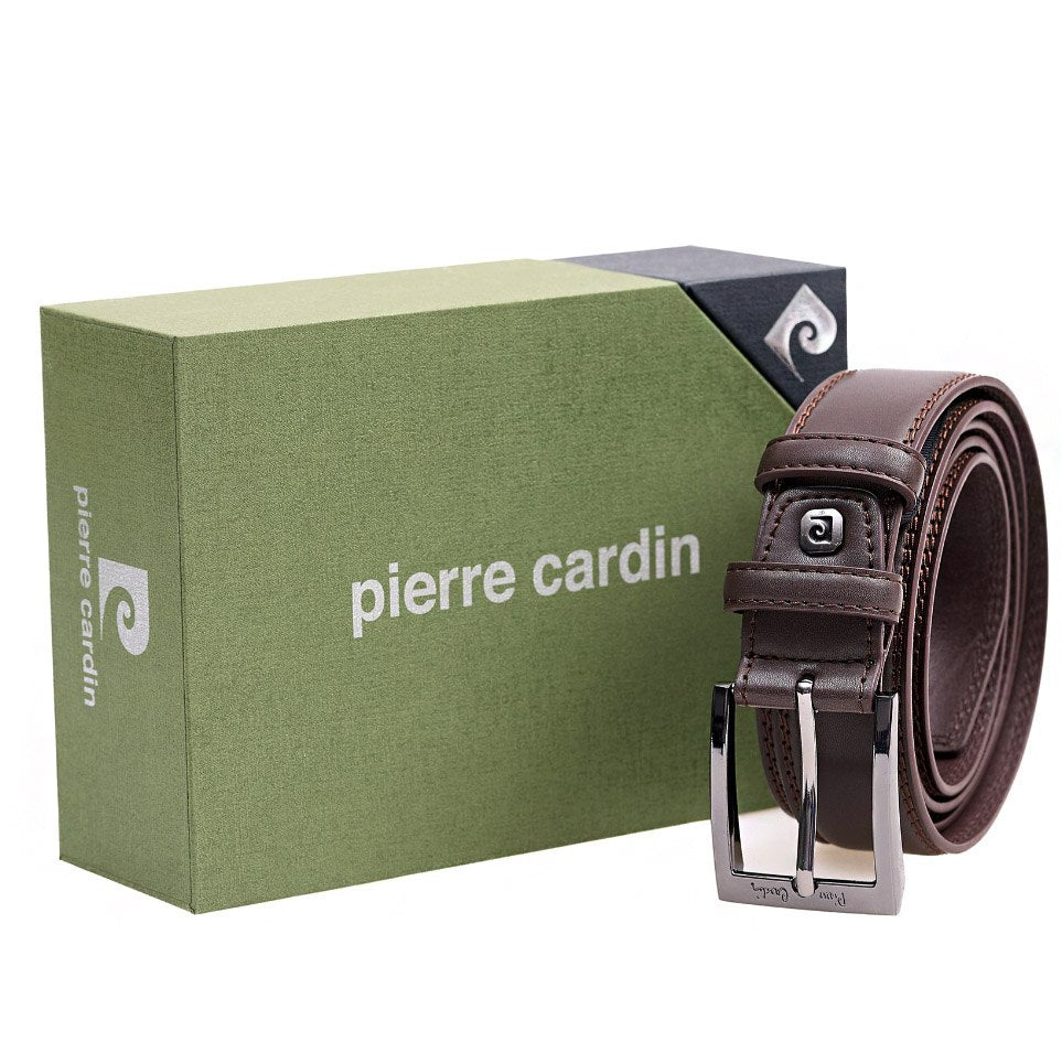 Brown men's leather belt Pierre Cardin