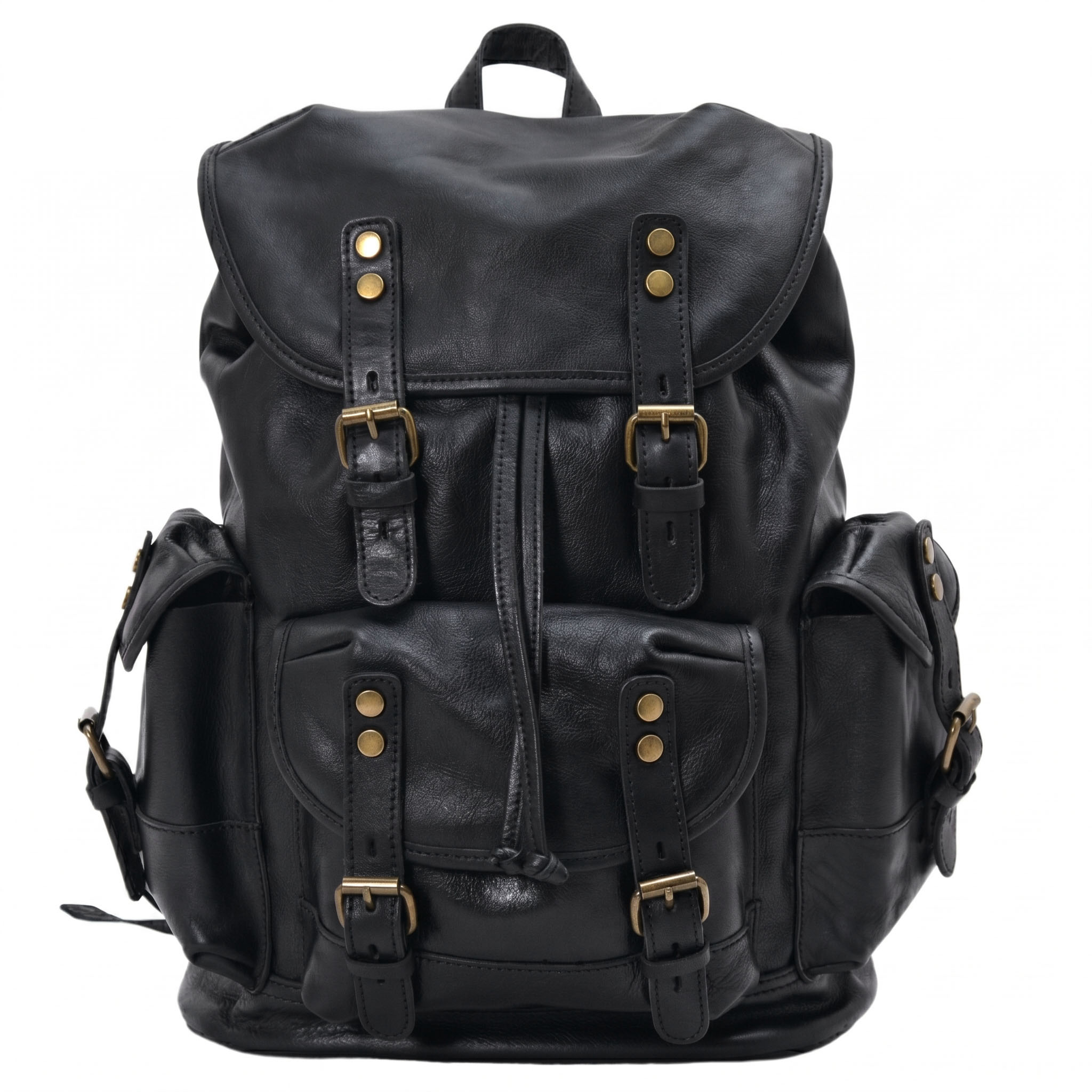 Valmio Norden Leder-Rucksack – schwarz