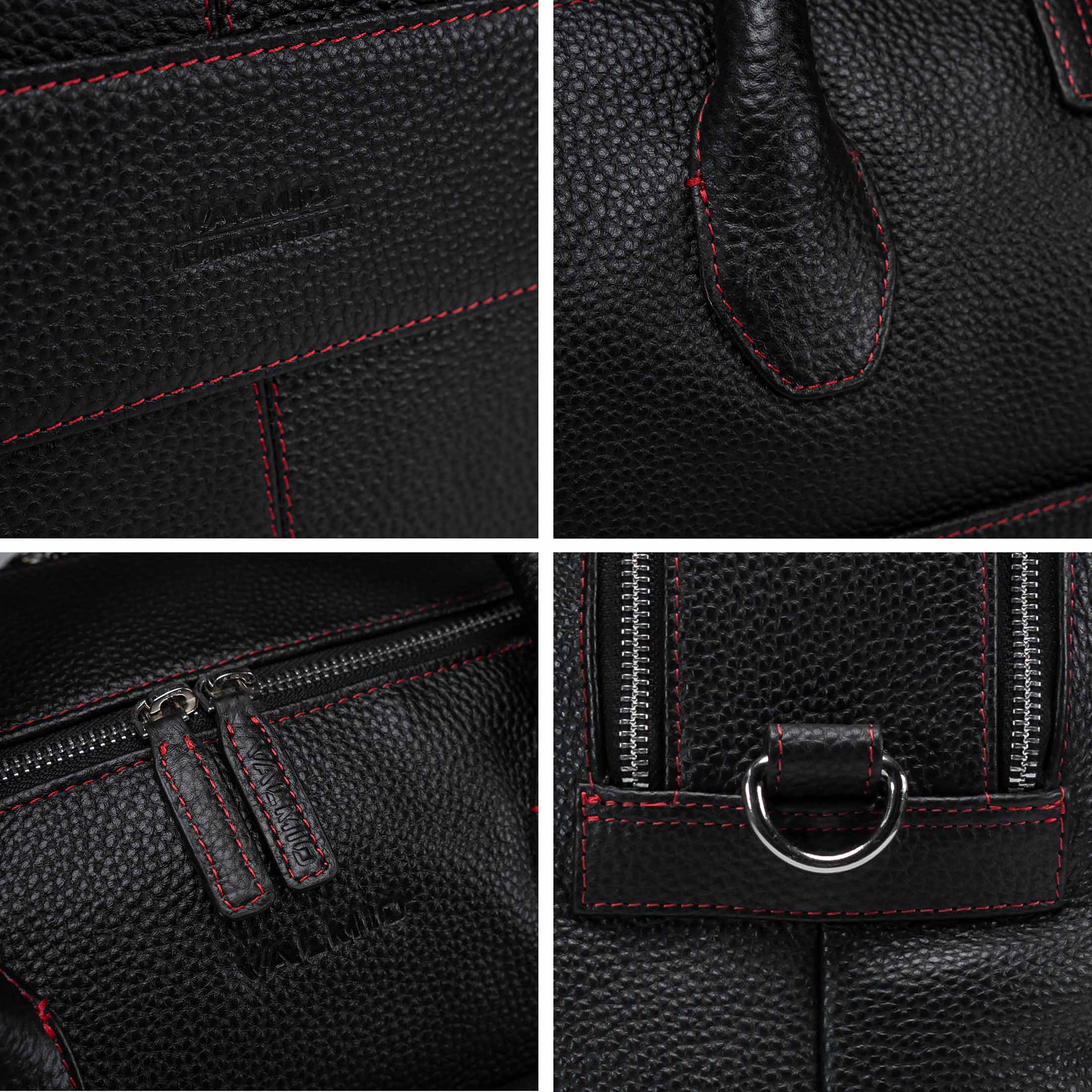 Valmio Stark Leather Travel Bag Black