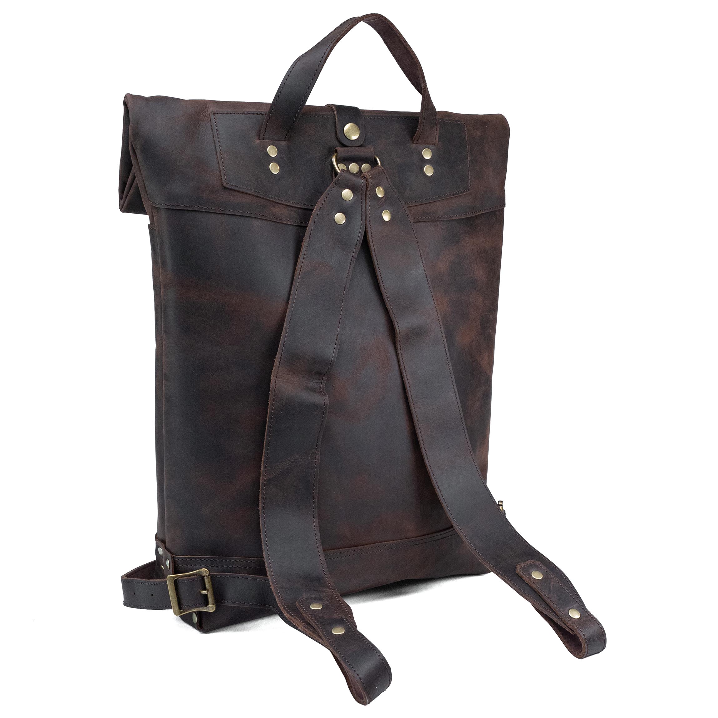 Valmio Astorsen Roll-Top Leder-Rucksack – CRB Braun