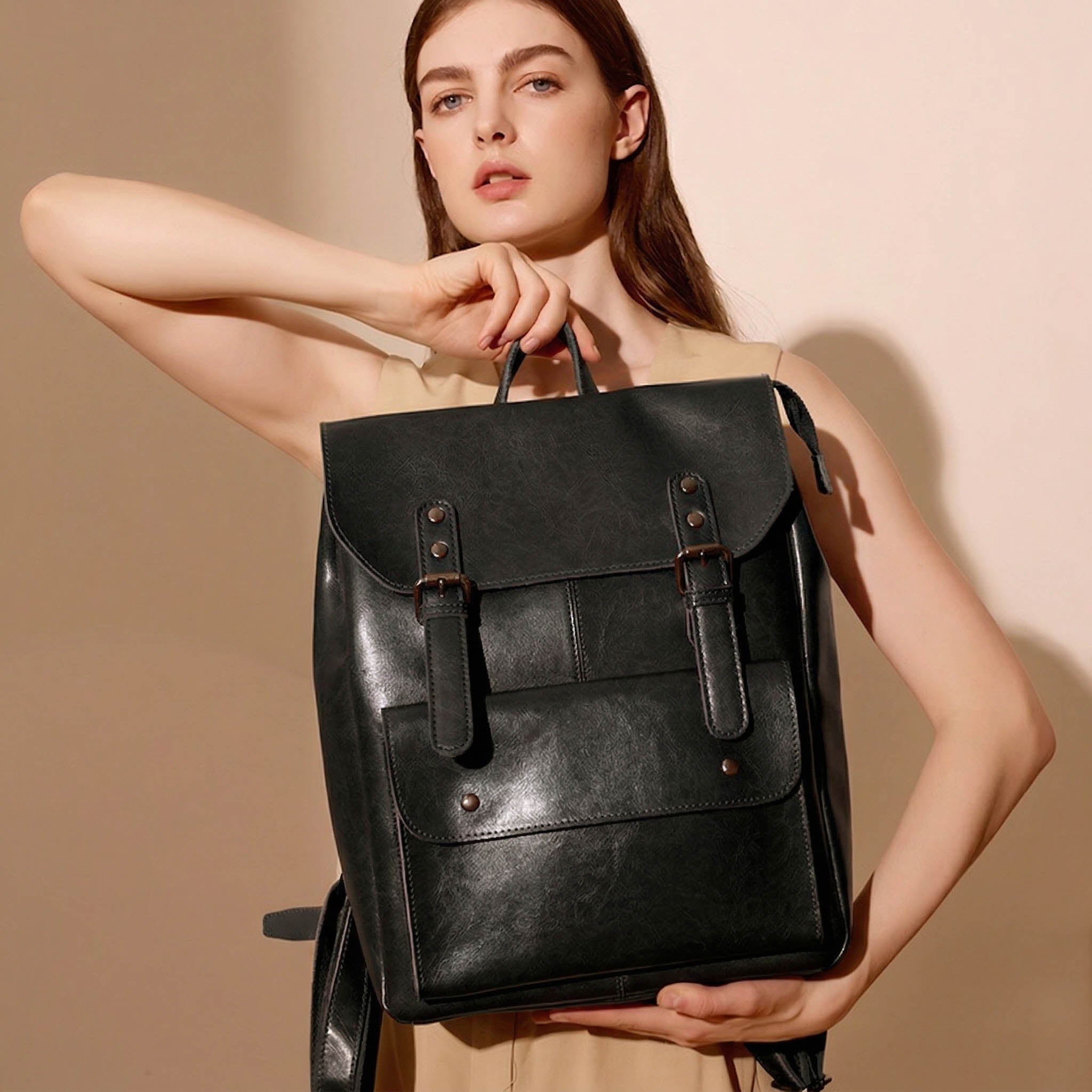 Valmio Nelora Leather Women's Backpack - Black
