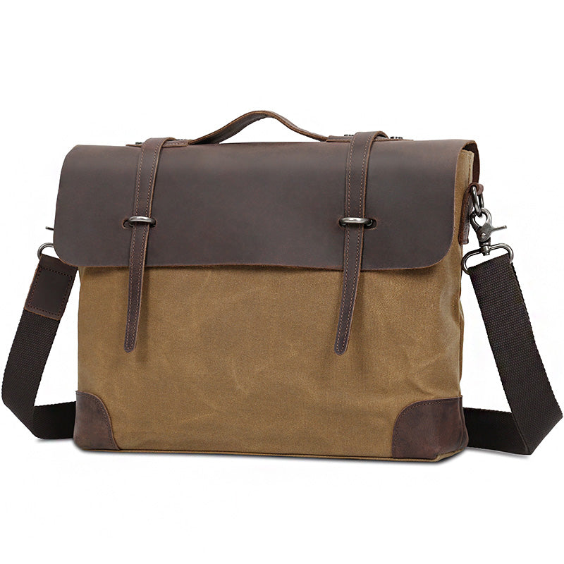 Herren Leder-Aktentasche Valmio Weston – sandkhaki