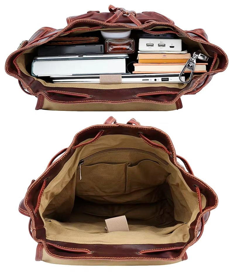 Valmio Norden Leather Backpack - Brown