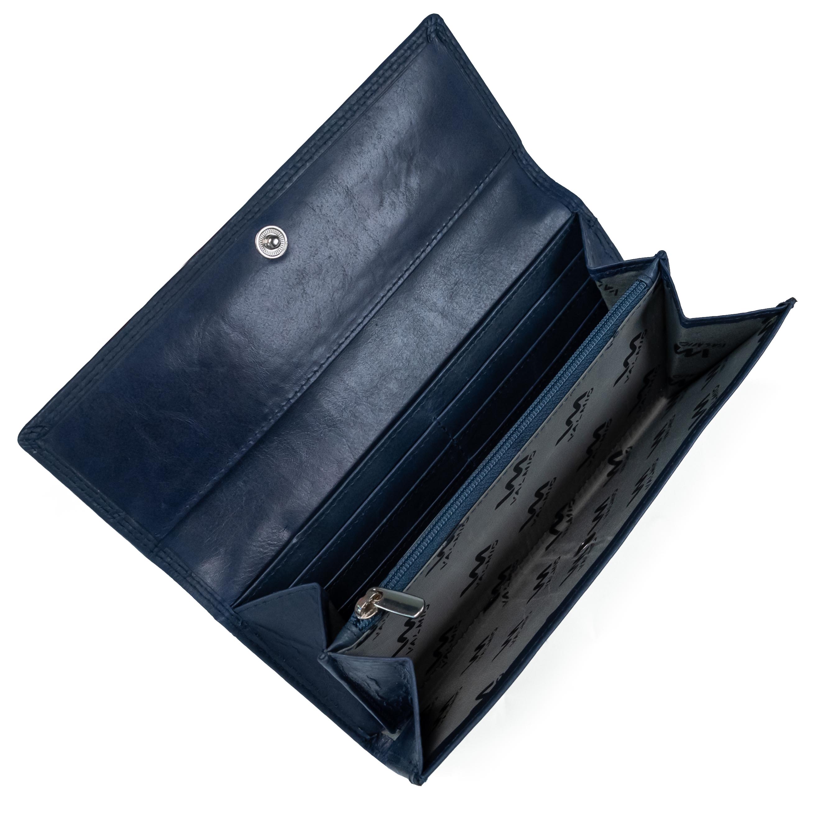 Women's Leather Wallet Valmio Pouch Dark Blue