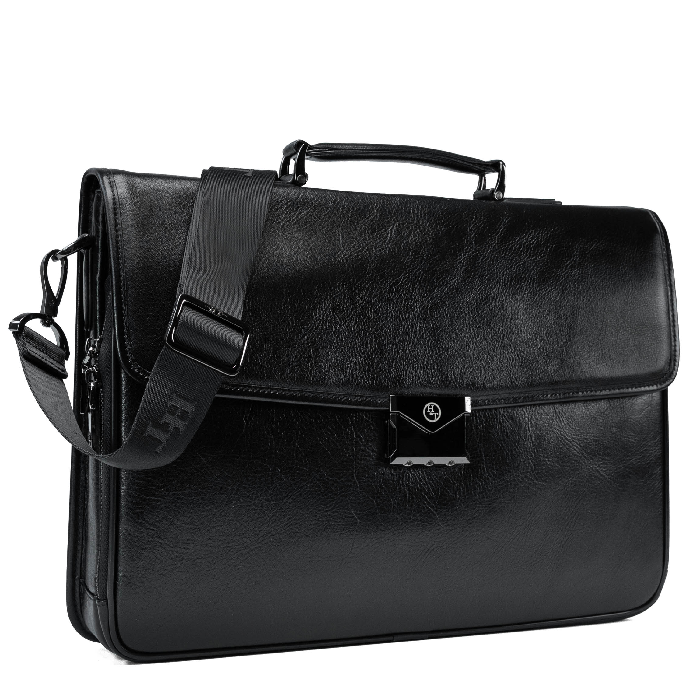 Aenso schwarze Herren Leder-Aktentasche