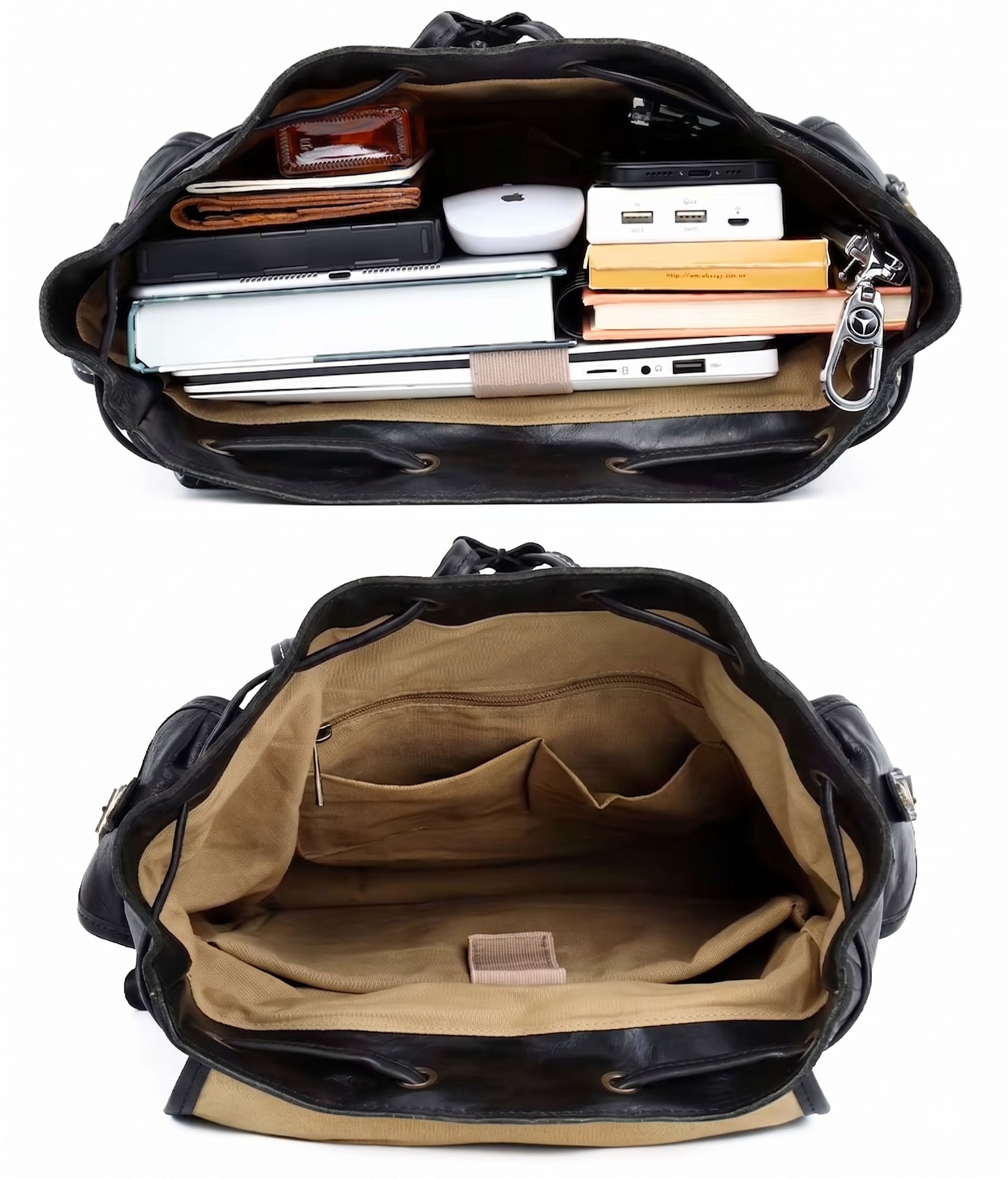 Valmio Norden Leder-Rucksack – schwarz