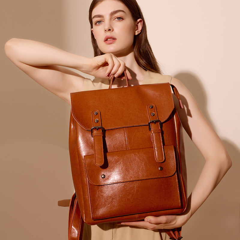 Valmio Delora Leder-Damenrucksack - Braun